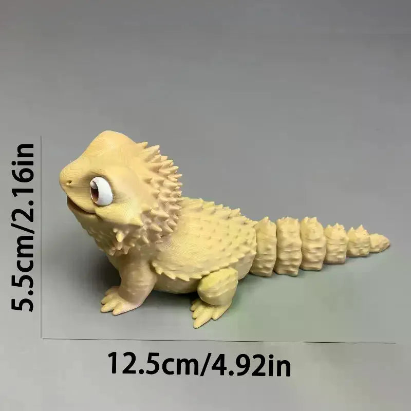 3D Printed Cute Bearded Dragon Figurine Lizard Statue Desktop Ornament Reptile Lover Gift Home Decor Animal Collection Craft Qme