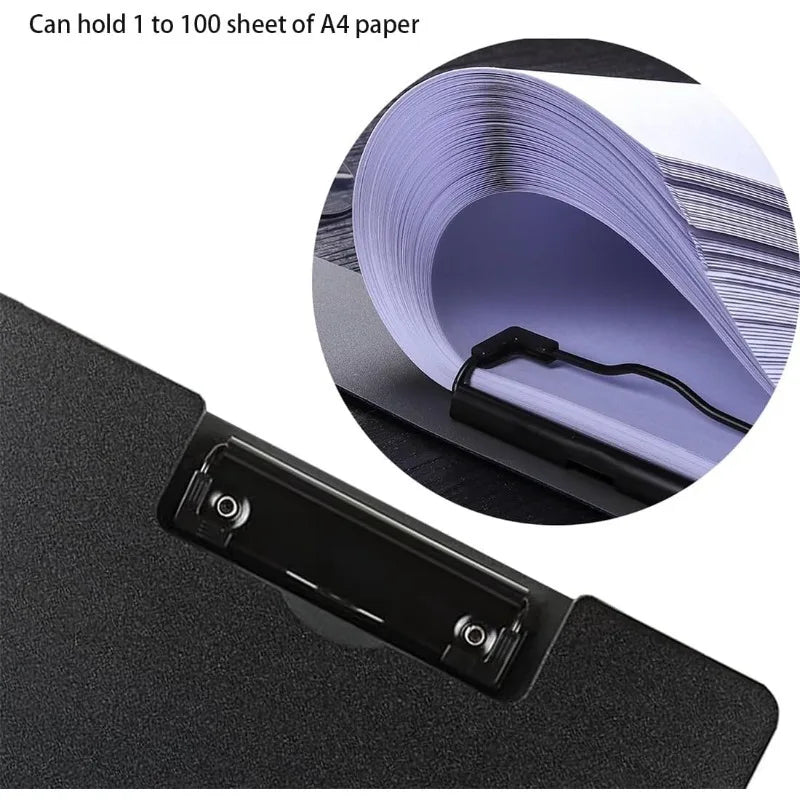 A4 Foldable Clipboard 360 Double Metal Clips Horizontal Vertical Pen Qme