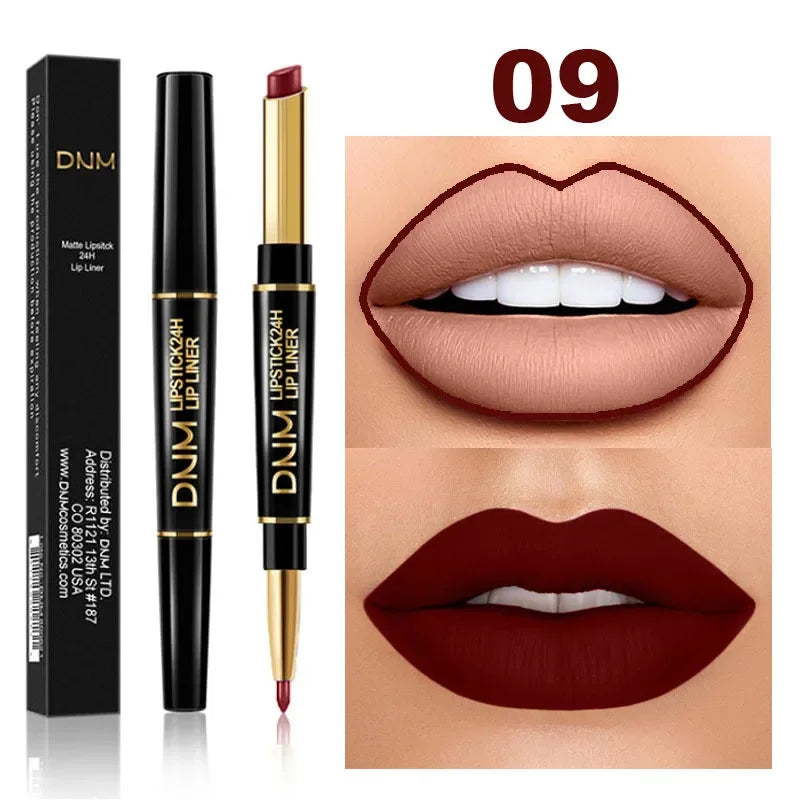 12 Colors 2 In1 Long-lasting Lip Liner Matte Lipsticks Portable Lip Pencil Waterproof Moisturizing Lip Makeup Contour Cosmetics Qme 09