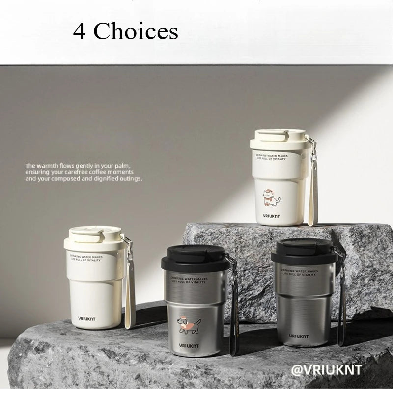 Simple Portable Ceramic Inner Lined Straw Tumbler Coffee Cup Qme