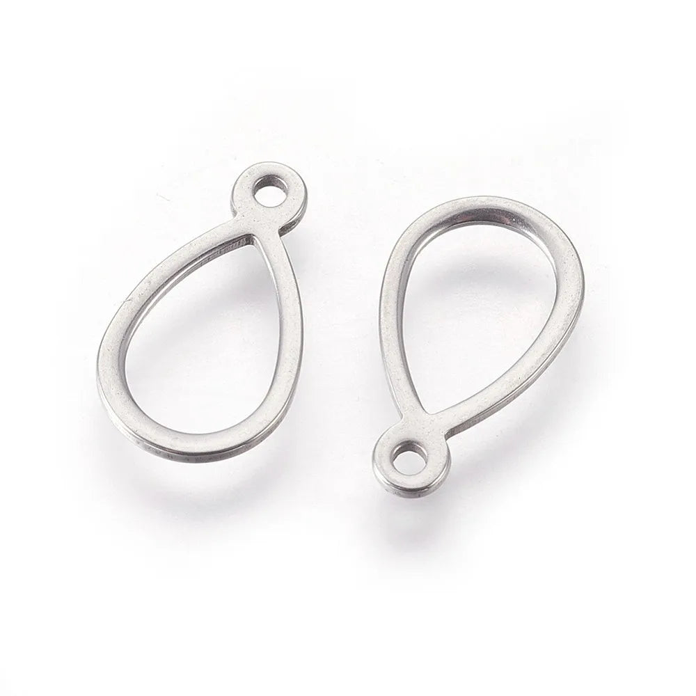 200pcs Tarnish Resistant 304 Stainless Steel Open Frame Pendants, 12x7x0.8mm for Necklace Bracelet Jewelry Making Qme