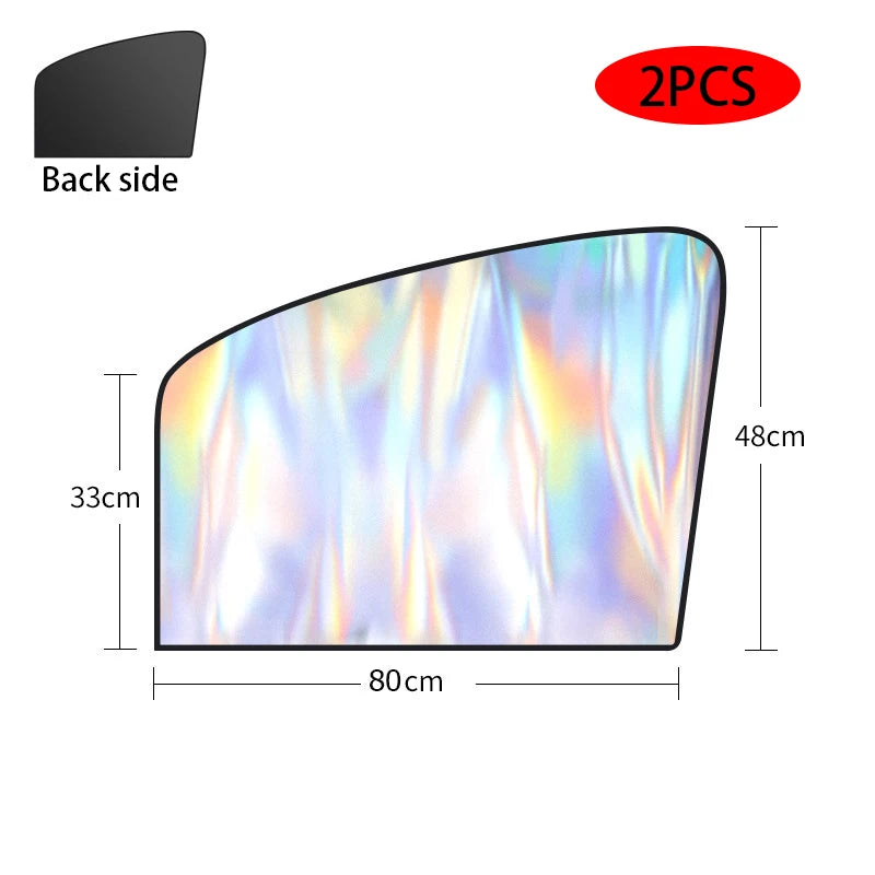 2Pcs Car Side Window Sun Shade Magnet Privacy Curtains UV Reflection Anti Glare UV Block Sunshade for Front/Back Window Qme Front 2 Pcs Rainbow