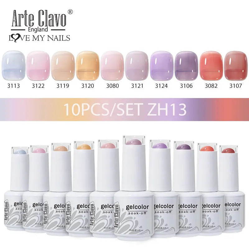 Arte Clavo 4 6 8 Gel Nail Polish Art Soak Off UV Colorful Semi Qme AC-10B-ZH13