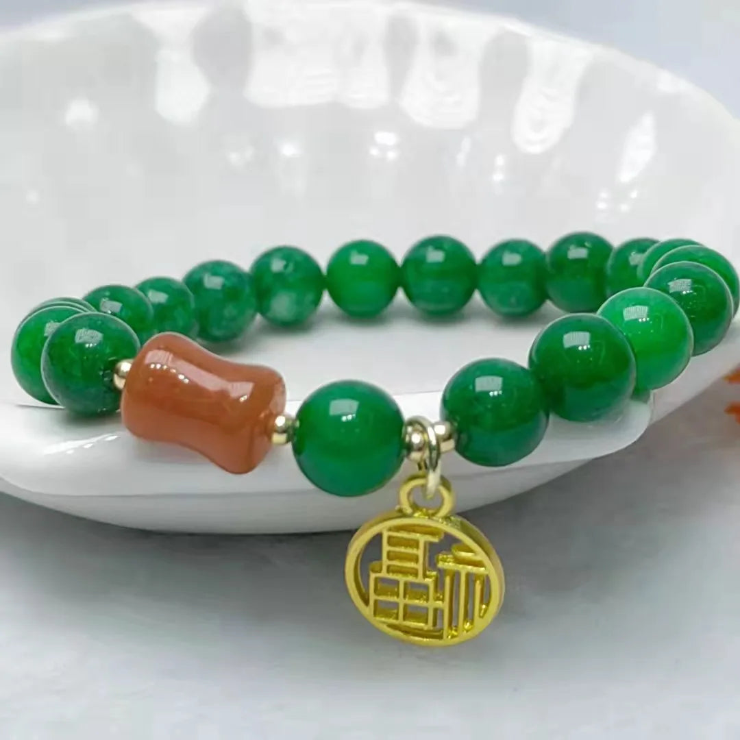 Ins Fu Character Lucky Jade Crystal Antique Bracelet Creative Bohemian National Pendant Bracelet Cute Feminine Fashion Gift Qme Malay