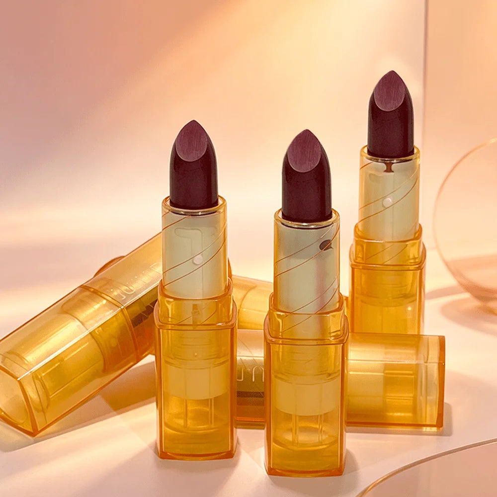 JUJU DREAM Amber Transparent Tube Matte Lipstick Retro Grape Purple Qme