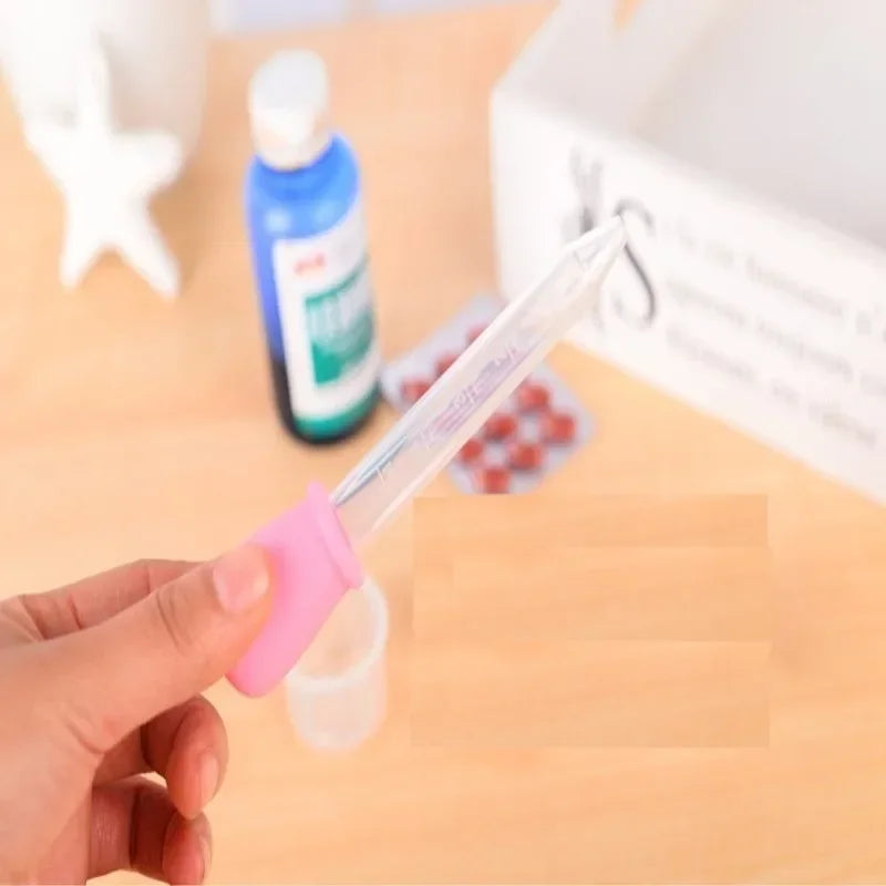5Pcs 5ml Silicone Dropper Straw Baby Anti Choking Medication Dispenser Baby Food Aid Graduated Dropper Laboratory Experiment Toy Qme