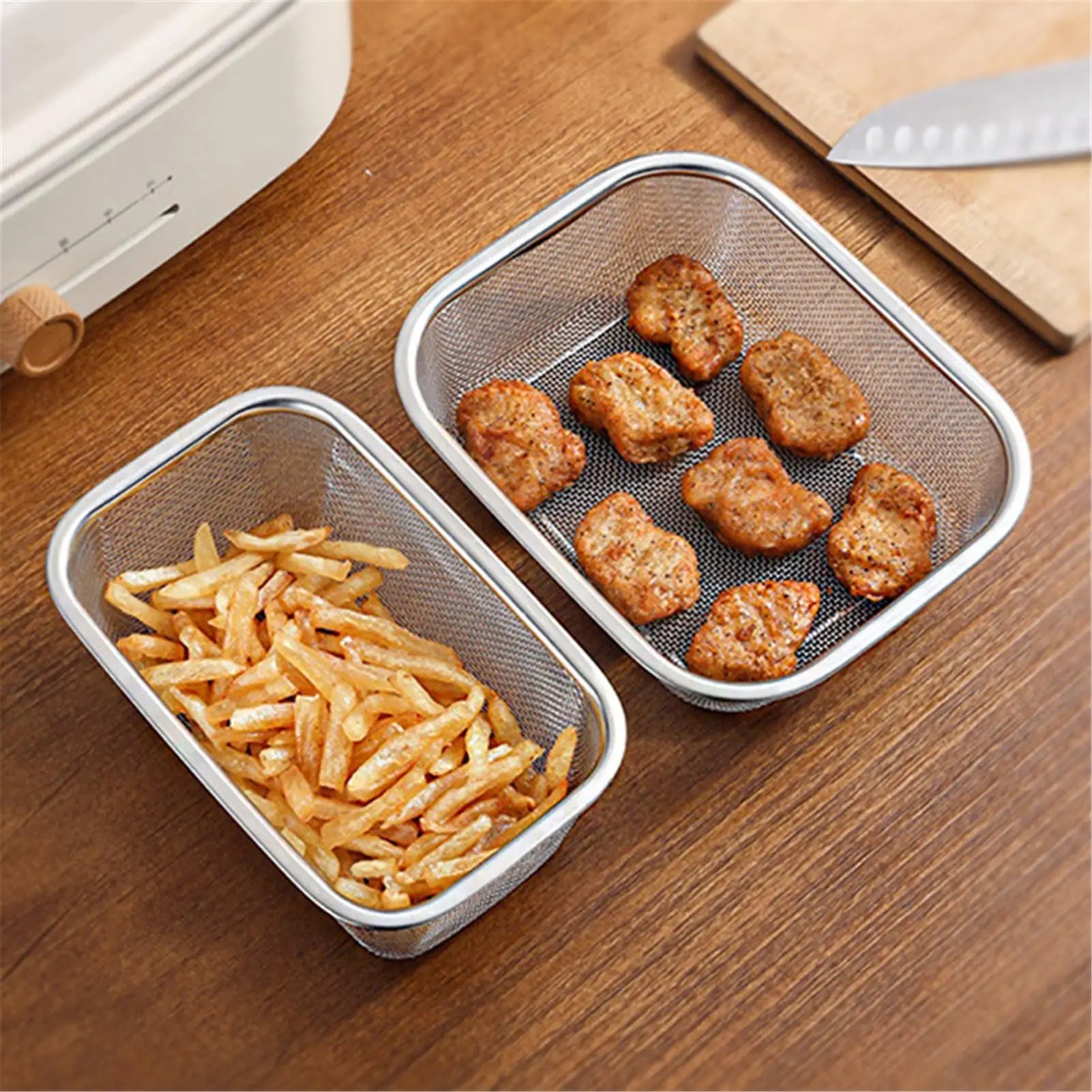 Rectangle Colander Basket Stainless Steel Wire Fine Mesh Strainer Qme