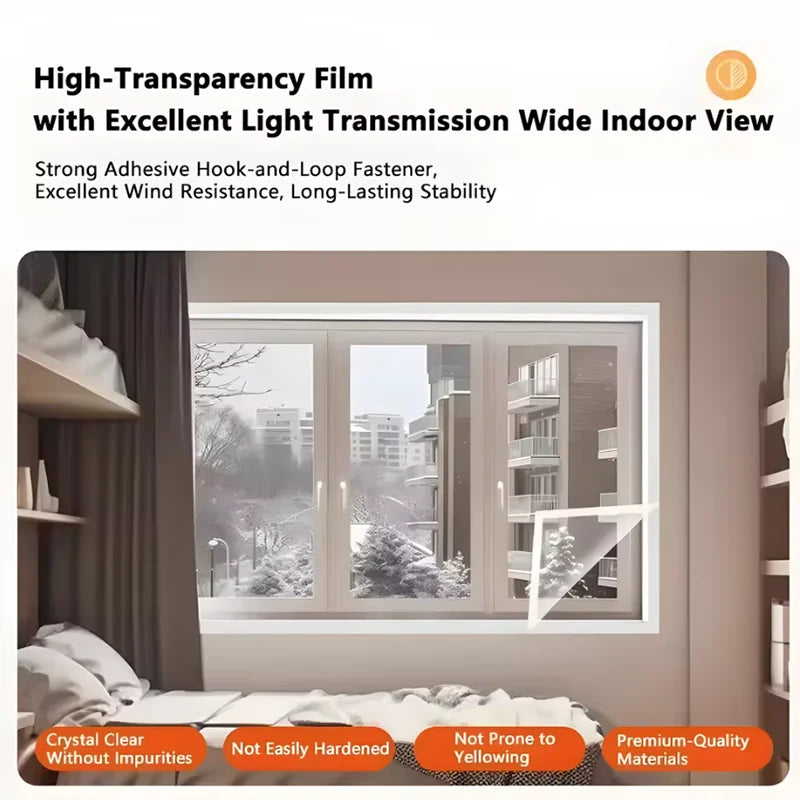 WindProof Window Screen Self-Adhesive Film Sealing Window Insulation Curtain Home Thermal Insulation And Antifreeze Door Screen Qme