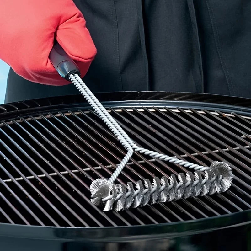 Premium Stainless Steel BBQ Grill Cleaning Brush - Durable, Rust-Resistant, Ergonomic Y-Shape for Deep Cleaning - Non-Stick Qme