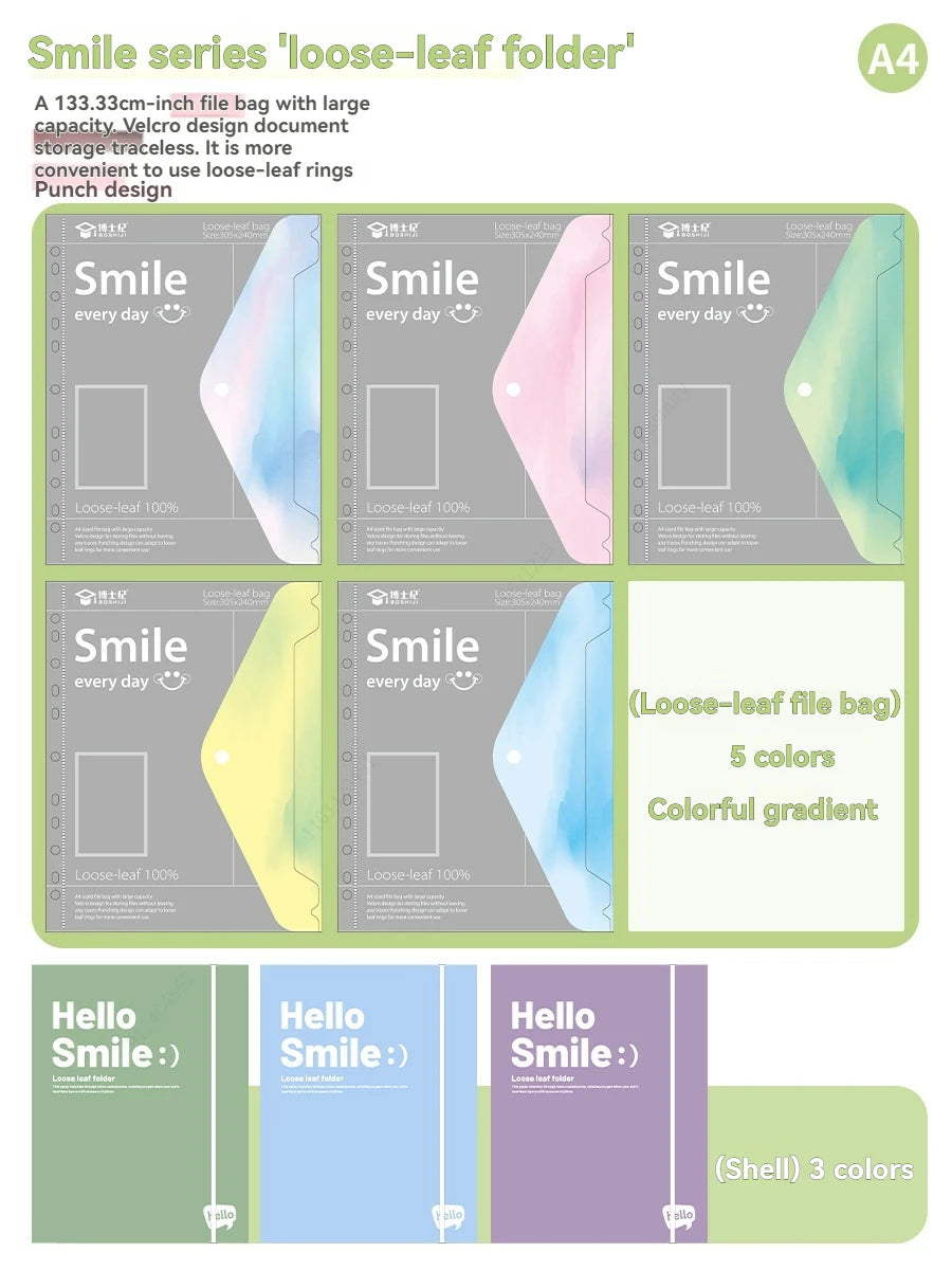 A4 PP File Bag, 3-hole D-ring Binder, Waterproof, Suitable for School, Office, Conference Supplies, Storage and Organization. Qme