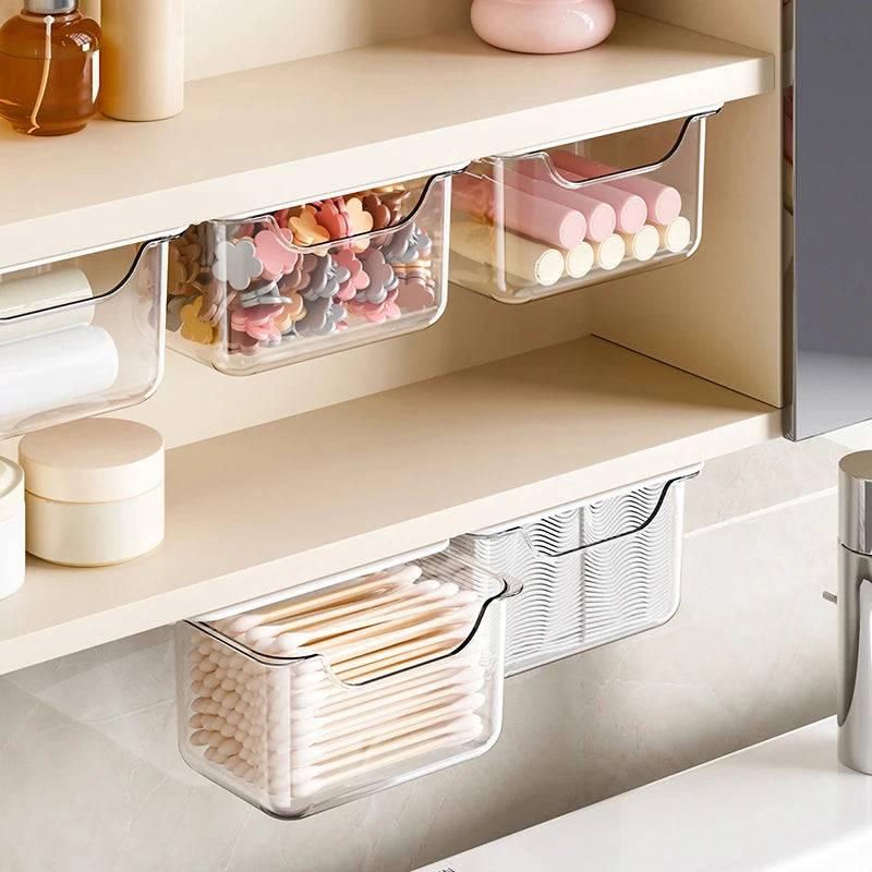 Under Mirror Cabinet Transparent Bathroom Cotton Stick Makeup Qme