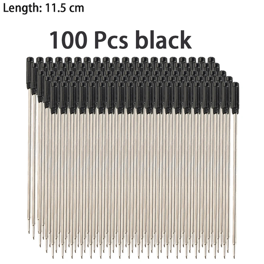 30/50/100 Pcs 7/8.2/11.5cm Ballpoint Pen Refills 0.7mm Medium Tip Blue Black Ink Refill Rods Office Student Writing Stationery Qme 11.5cm-100 black