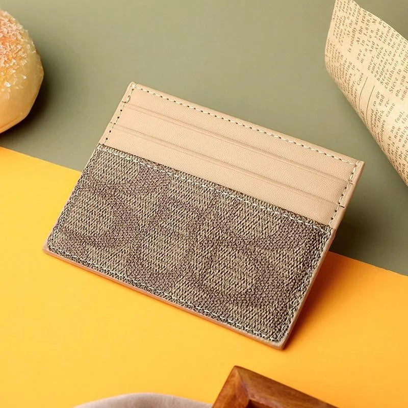 Multi-function Card Holder Luxury Design Wallets Women PU Leather Qme Khaki