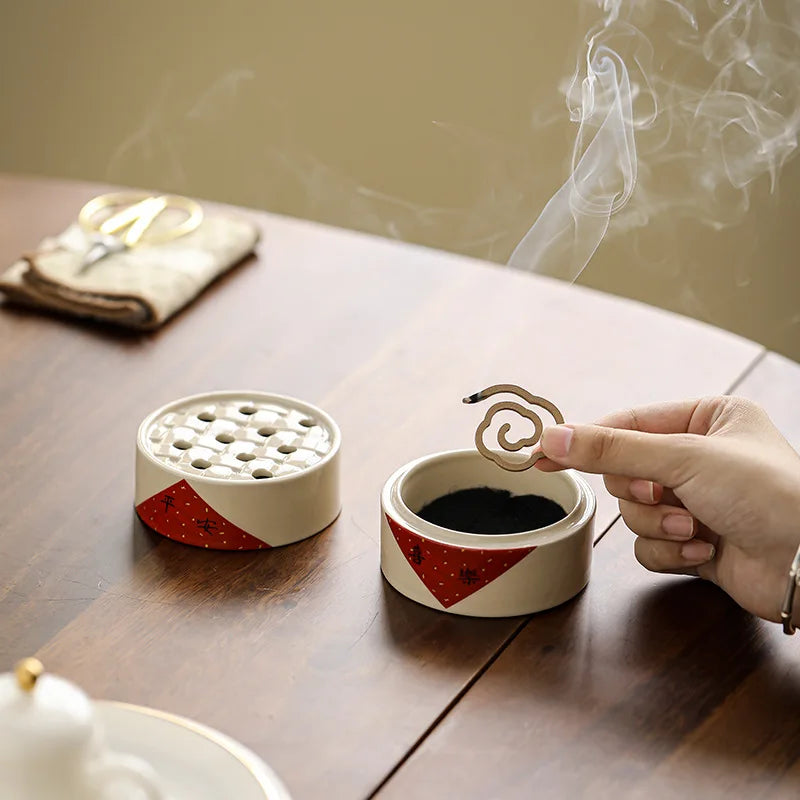 Plant Ash Ceramic Small Incense Burner Indoor Aromatherapy Thread Qme