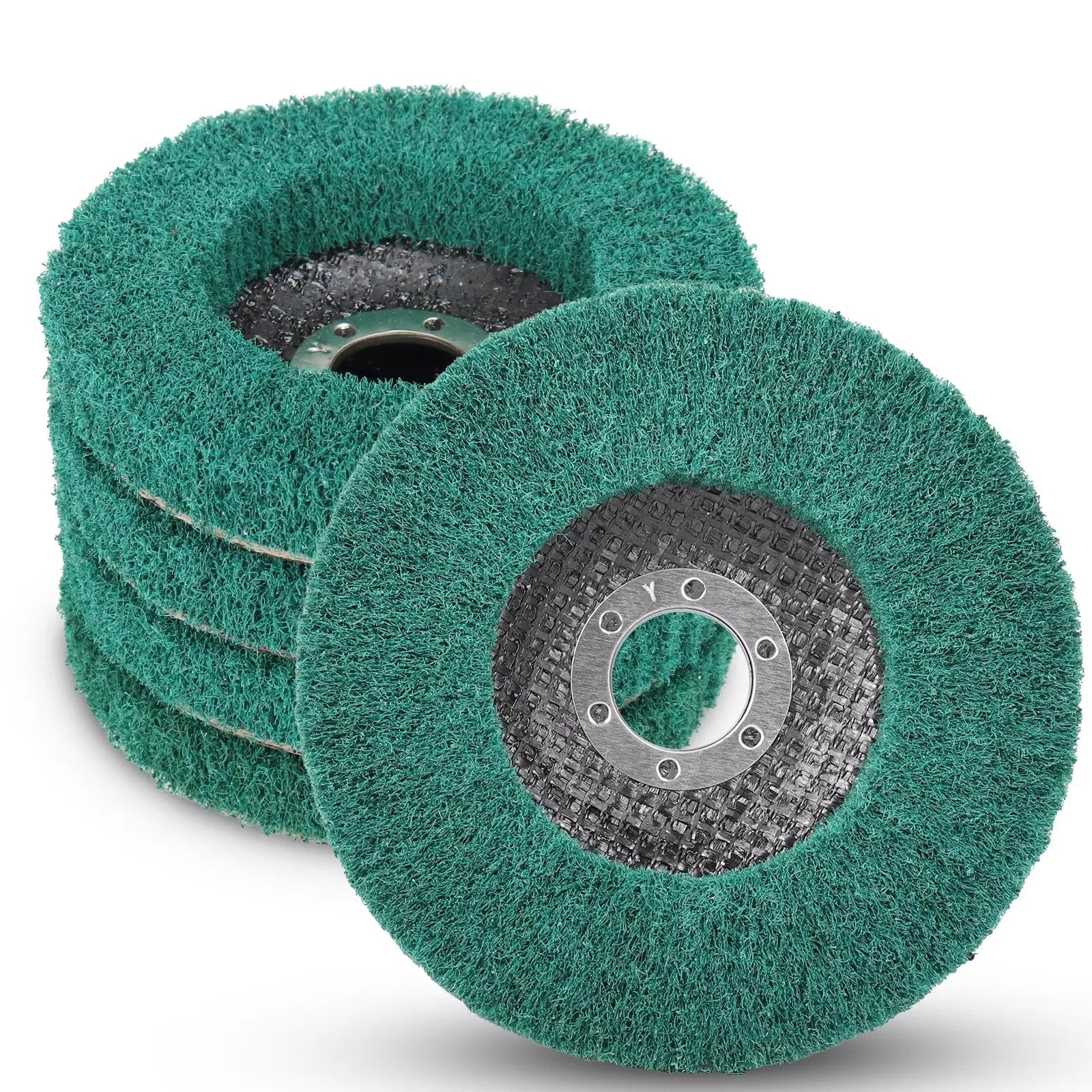 5PCS 100Mm nylon fiber clamshell polishing wheel 4 inch non-woven grinding wheel metal wood rotary angle grinder grinding wheel Qme 5pcs Green