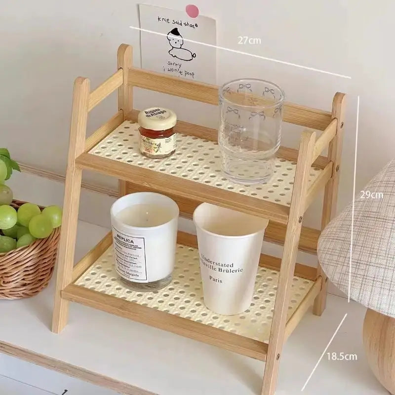 Desktop Removable Bamboo Office Balcony Storage Rack Space Saving Qme