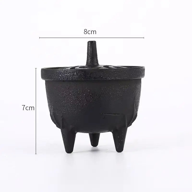 Mini Cast Iron Sandalwood Incense Holder Sage Smudge Pot Burner Home Decor Suitable For Meditation Yoga Halloween Qme A3