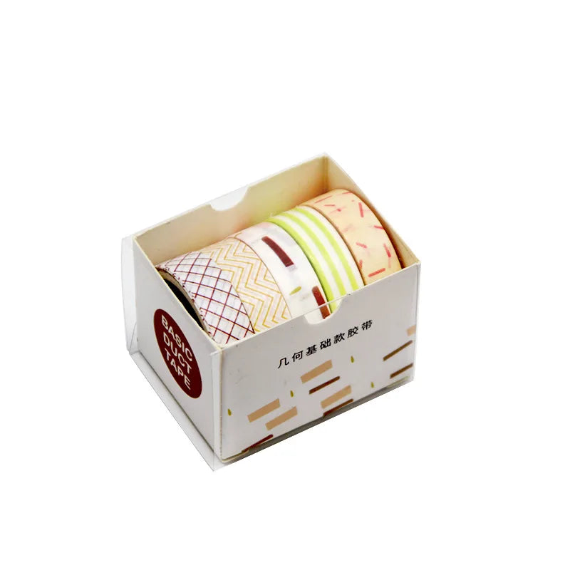 10mm*2m 5 Roll Kawaii Cartoon Washi tape Set Diy Decorative collage Diary Album Scrapbooking material Creativity Decor tape Qme