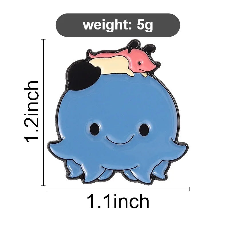 Exquisite Cute Blue Little Monster Enamel Lapel Pin Cartoon Badge For Backpack Hat Clothes Decor Birthday Holiday Surprise Gifts Qme