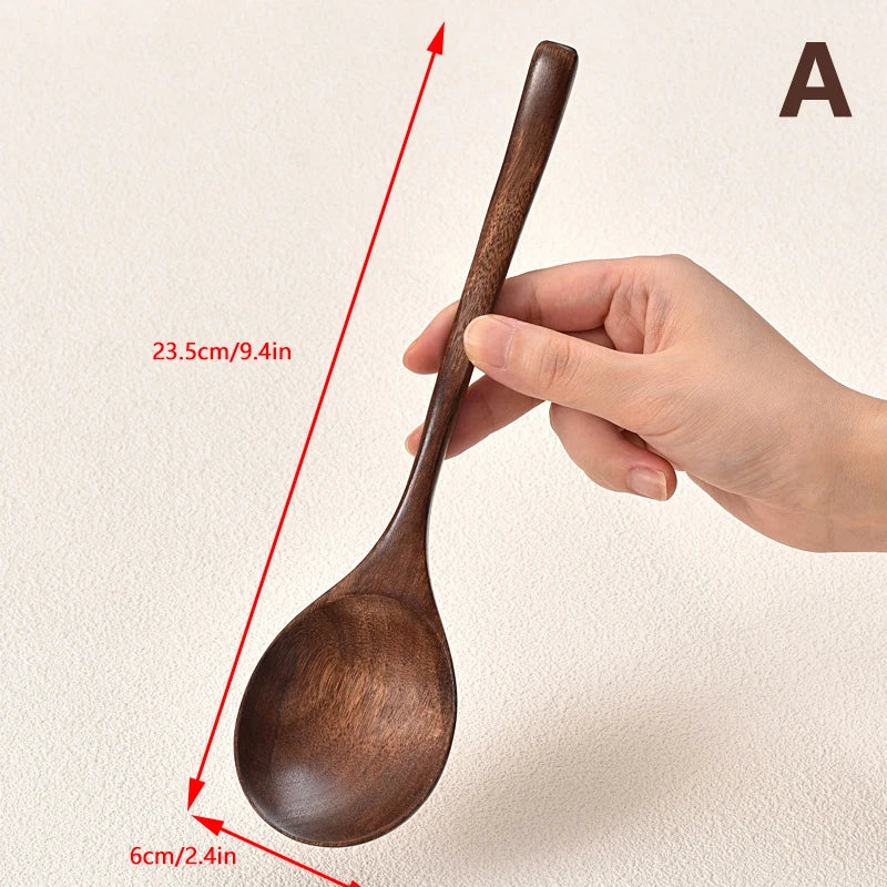 Long Handle Ramen Wooden Spoon Japanese Kitchen Cooking Utensils Tableware Serving Tablespoons Home Large Soup Ladle. Qme A