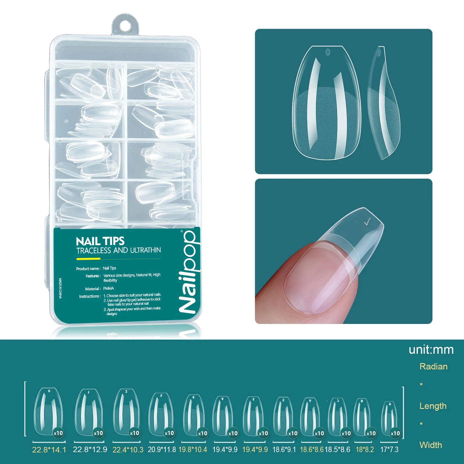Nailpop Soft Gel Tips Nails Acrylic Material Half Almond Artificial Qme Ballet 001-120pcs