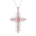 Hot Sale Fashionable Classic Necklace Irregular Goth Large Cross Pendant Necklaces for Women and Girls Zircon Cross Necklace Qme Pink