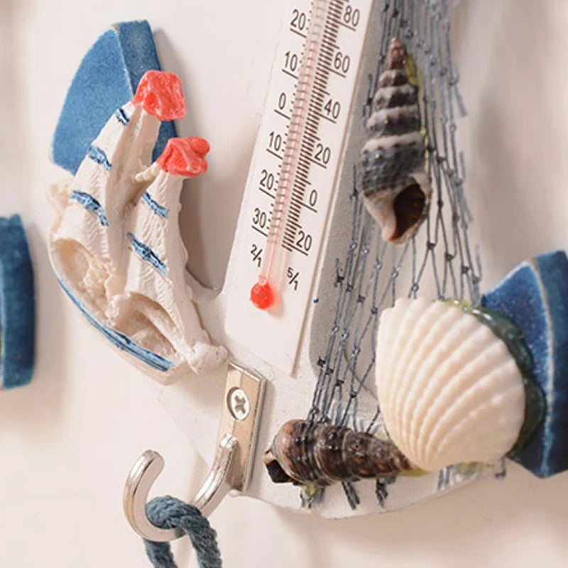 Wood Anchor Crafts Art Wall Hanging Hook Meter Gauge Shell Nautical Decor Vintage Home Decor Creative Gift. Qme