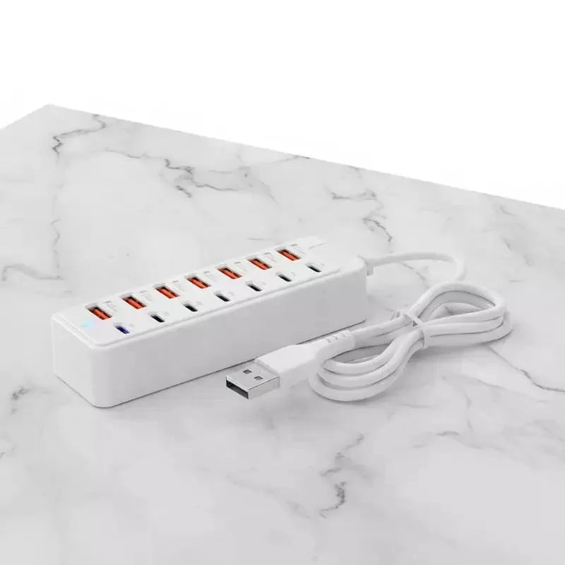 1 Power Strip Multi Port USB Charger Station Wall Desktop Adapter 6 C Qme