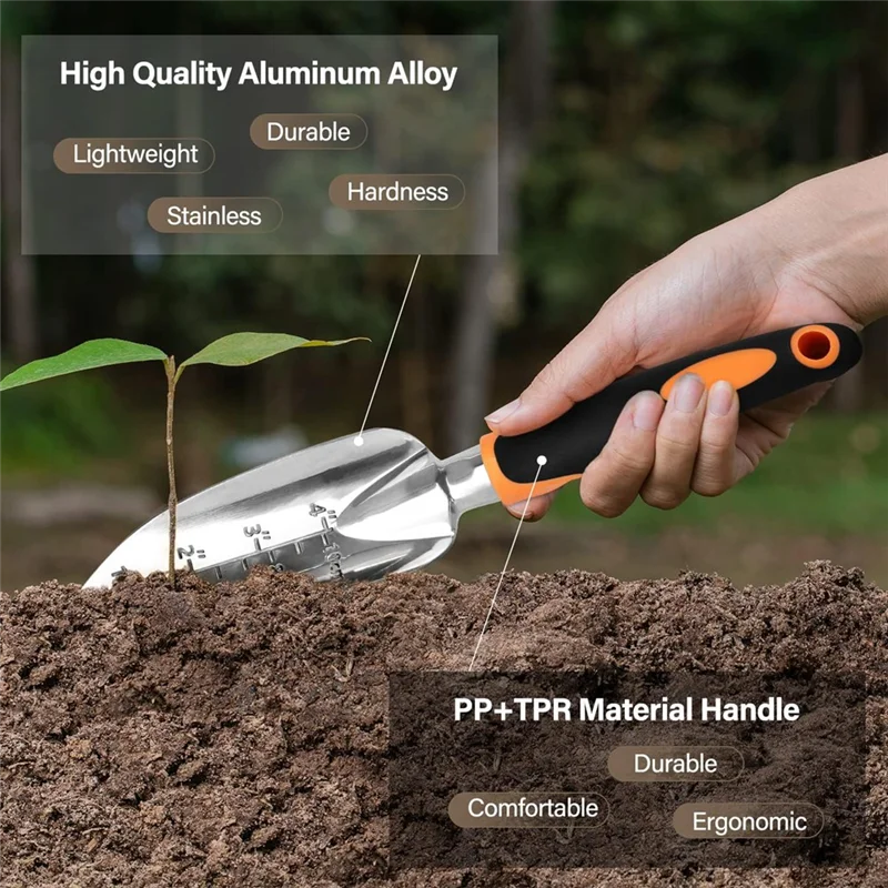 A02F-Garden Tool Set, Heavy Duty And Lightweight Aluminium Alloy Tools With Non-Slip Ergonomic Handle, Gardening Hand Tools Qme
