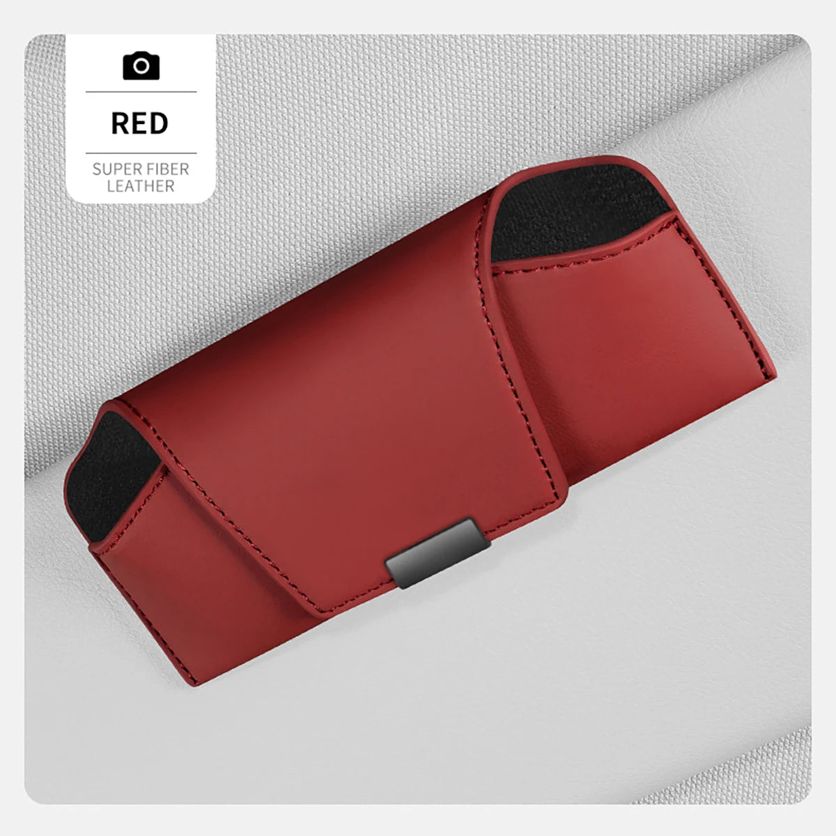 Car Glasses Case Sun Visor Storage Magnetic Sunglasses Supplies Qme Red