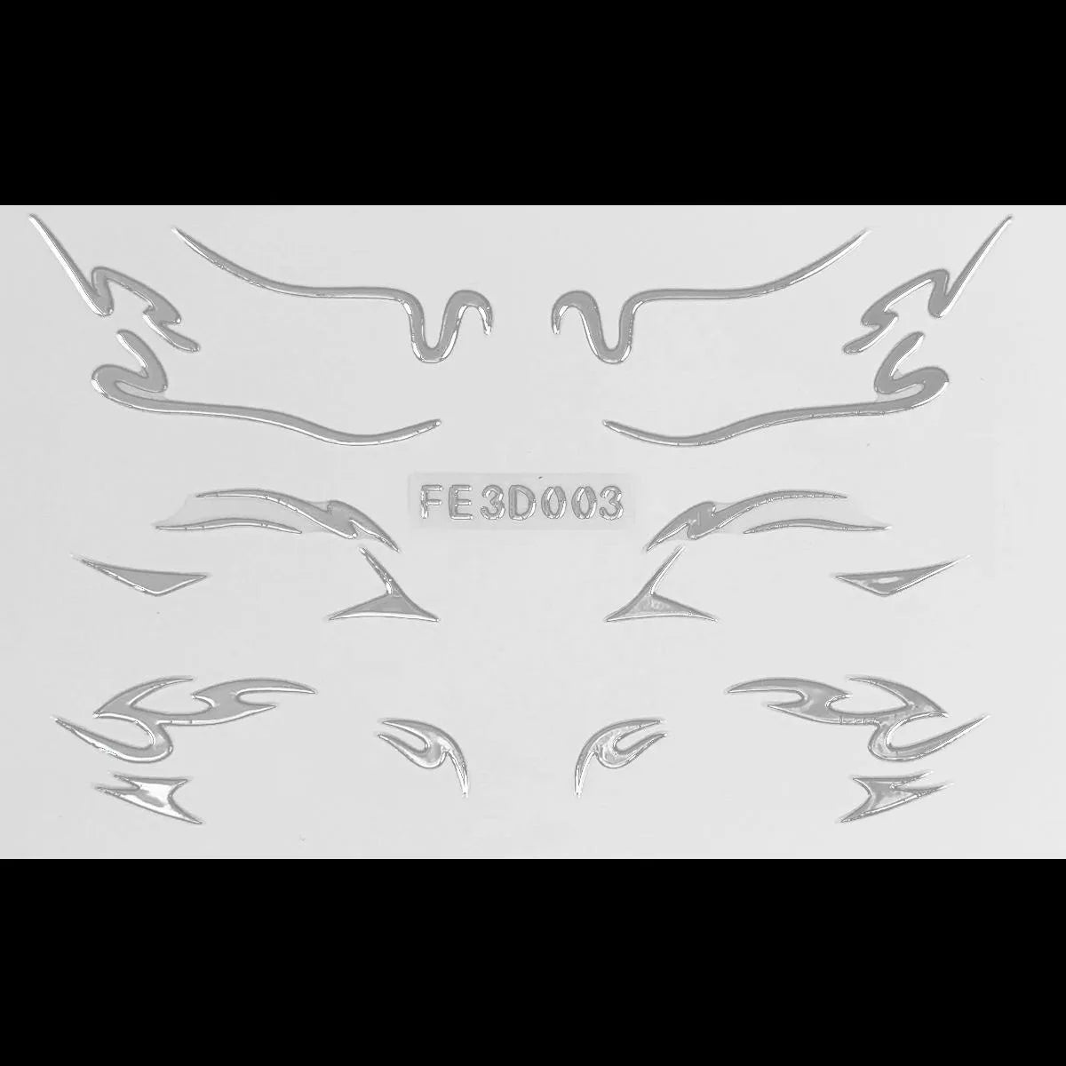 3D Metallic Punk Silver Eye Shadow Stickers Metal Eyeliner Decals Self-adhesive Futuristic Festival Party Eye Makeup Stickers Qme FE3D003