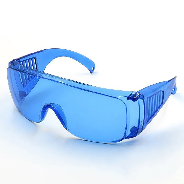 Colorful goggles, waterproof, splash proof, anti fog glasses, blinds, multifunctional labor protection glasses Qme Blue