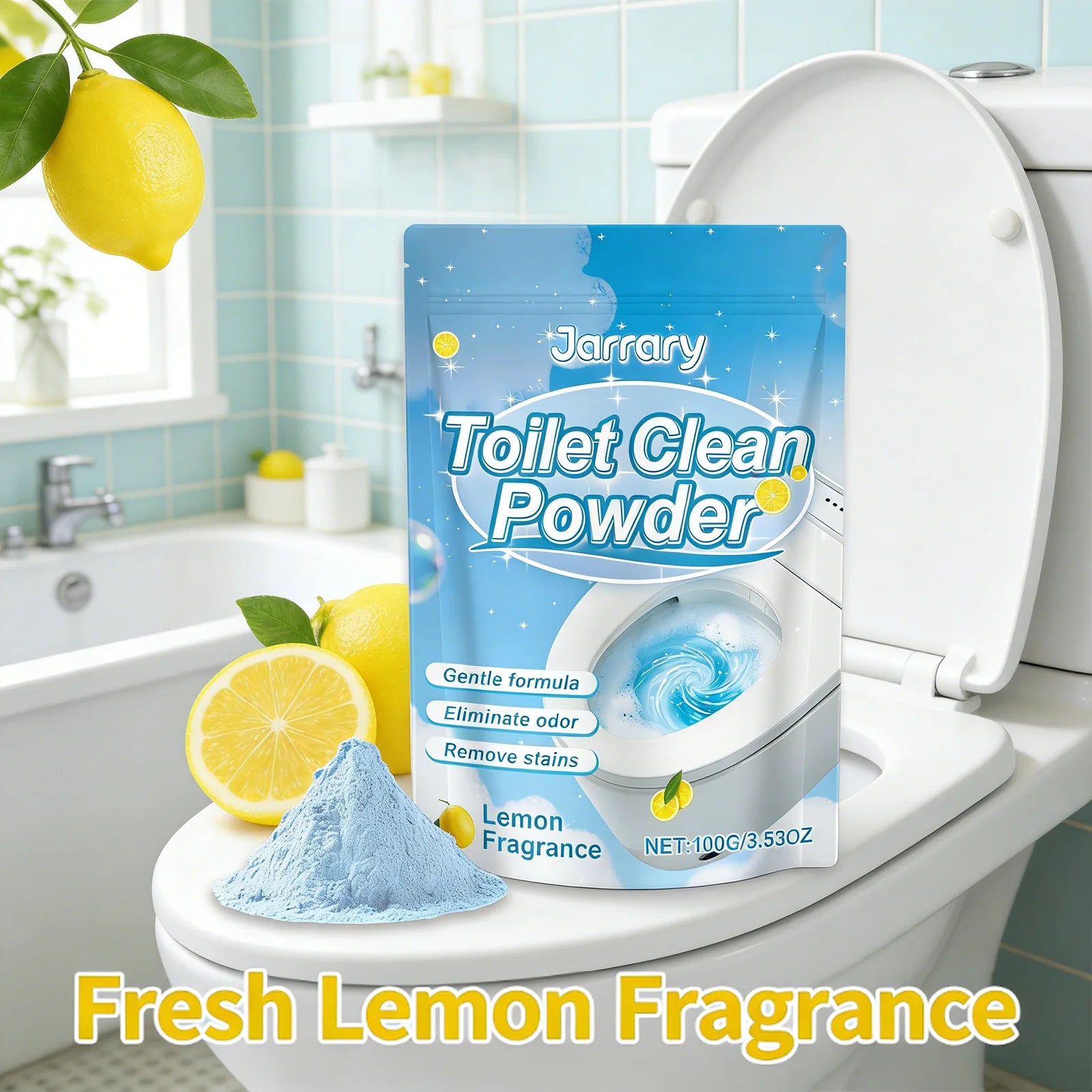 Toilet Cleaning Powder Gentle Formula Removing Stains & Urinary Scale Eliminate Odors Lemon Fragrance Household Toilet Cleaner Qme