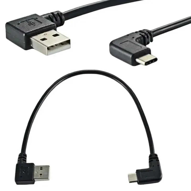2pcs Double Elbow Type-C USB to USB-A male USB3.1 Type C Male 90 Degree Left Right Angled Connector Short 25cm for Power Qme