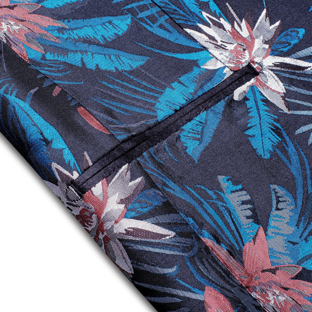 Men's Blue Red Tropical Floral Shawl Lapel Tuxedo Blazer Formal Suit Jacket Luxury Party Blazer for Wedding Prom Nightclub Qme