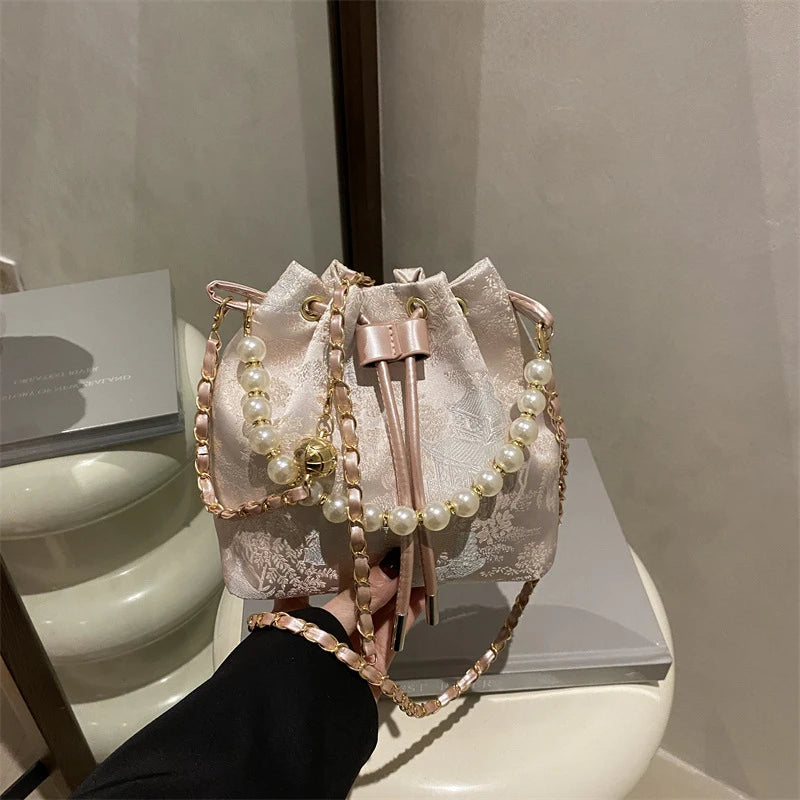 New Chinese Style Fine Embroidery Ladies Handbags Fashion Shoulder Bag Daily Party Tote Handbag For Women Qme Pink one size