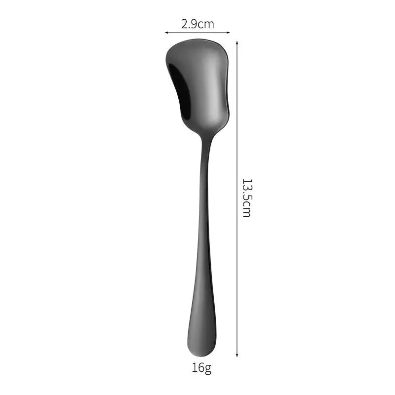 Dessert Spoon Stainless Steel Stirring Spoons Gourd Spoon Cake Salad Spoon Luxury Tableware Gift Small Spoon Qme Black
