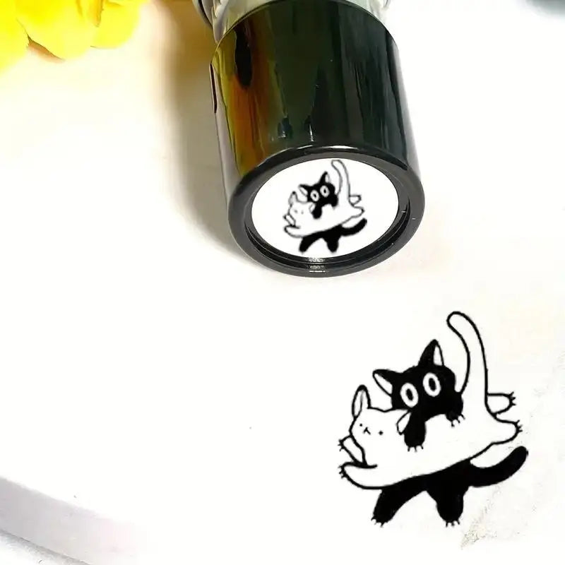 Cute Cartoon Black Kitten Stamp Lovely Shape Journal Stamps DIY Scrapbooking Decoration Collage Signets For Your Choice Qme A11