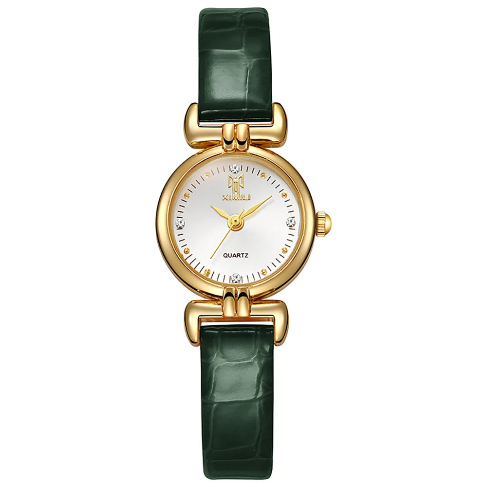 Women's Watch Roman Needle Scale Watch Women's Design Fashion Round Watch Quartz Retro Quartz Watch Qme green