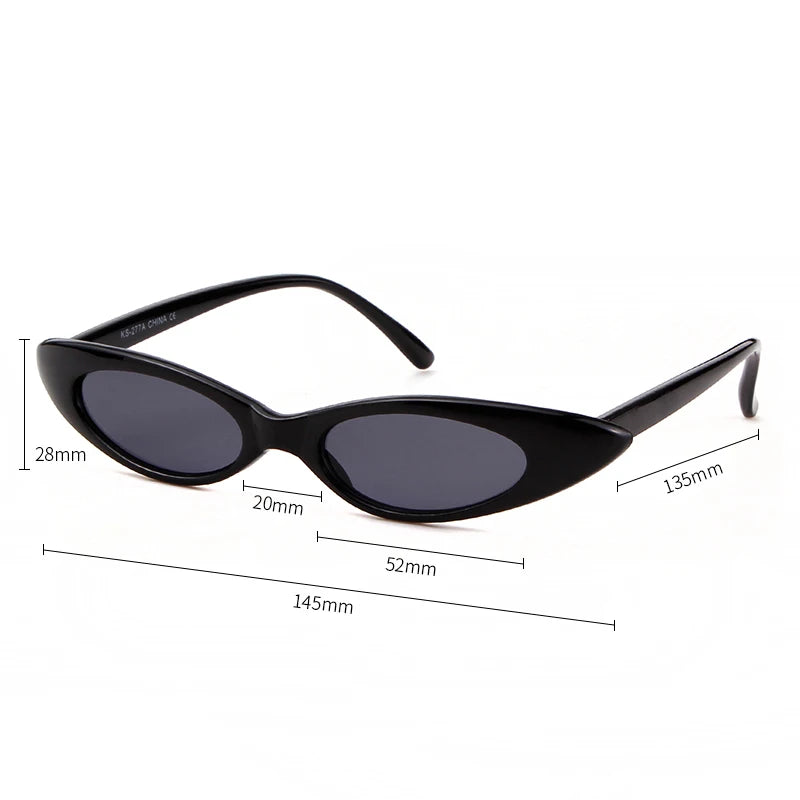 2022 Skinny Narrow Cat Eye Sunglasses Women Vintage Small RED Pink Drop Frame Retro Tiny Oval Sun Glasses Shades Qme