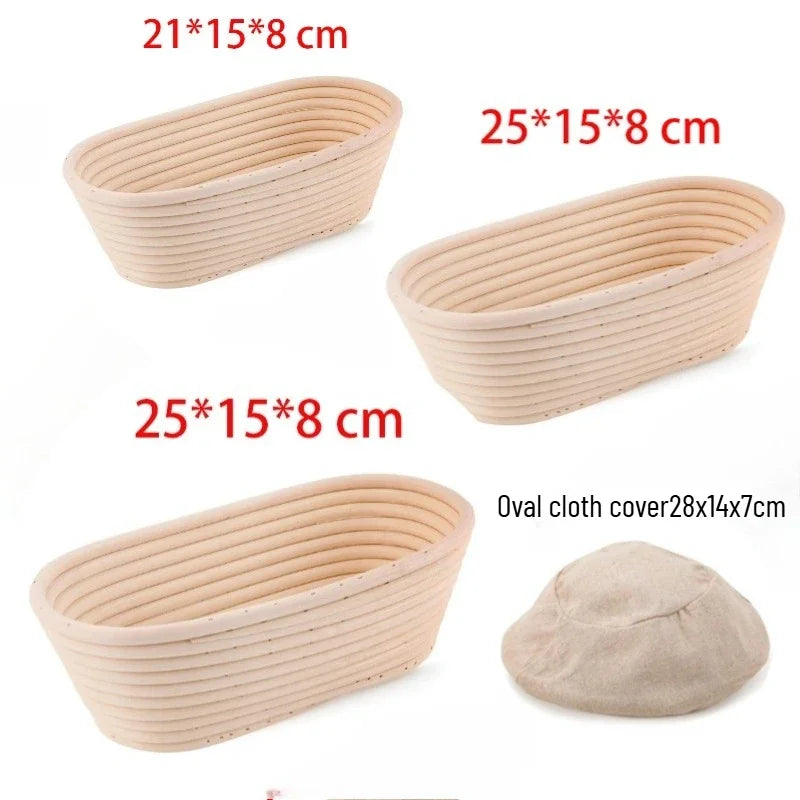 European Style Bread Proofing Set Non-Stick Food Grade Plastic Molds Round Oval With Lids For Baking Qme 3PC-Oval-1set