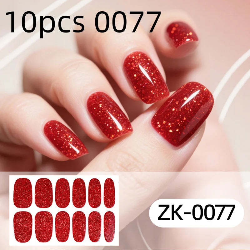 Nail Full Wrap Stickers Glitter Self Adhesive Gel Sticker Women Home