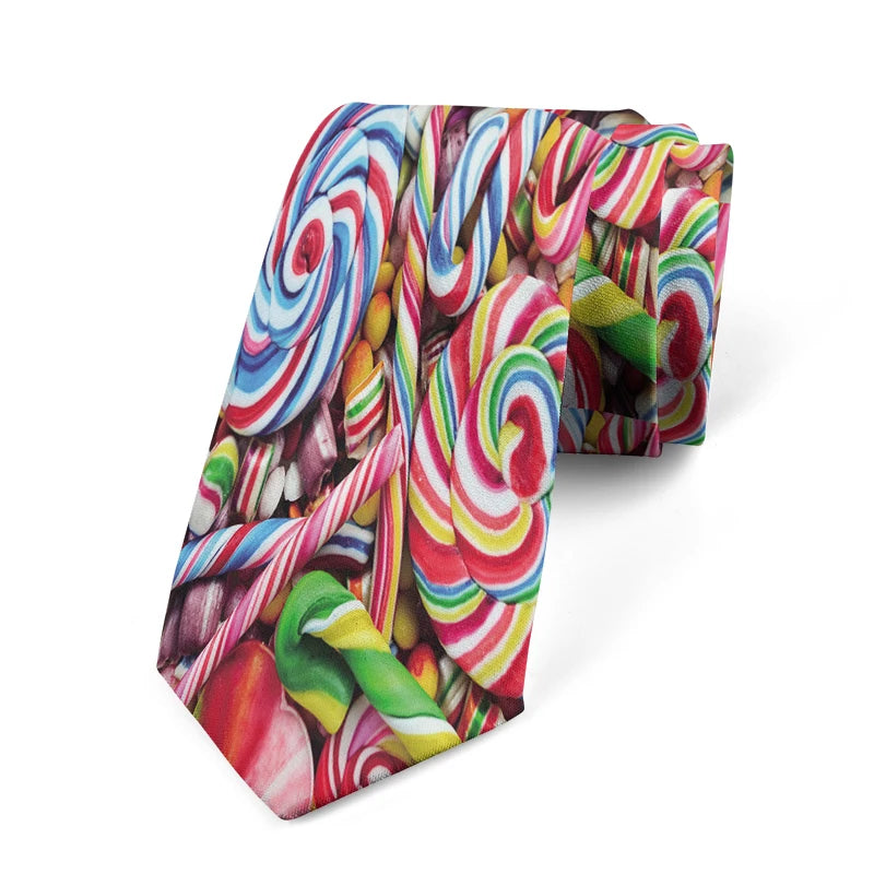 Funny Candy Snacks Printed Tie Unisex Casual Creative Novelty Men's Qme style3
