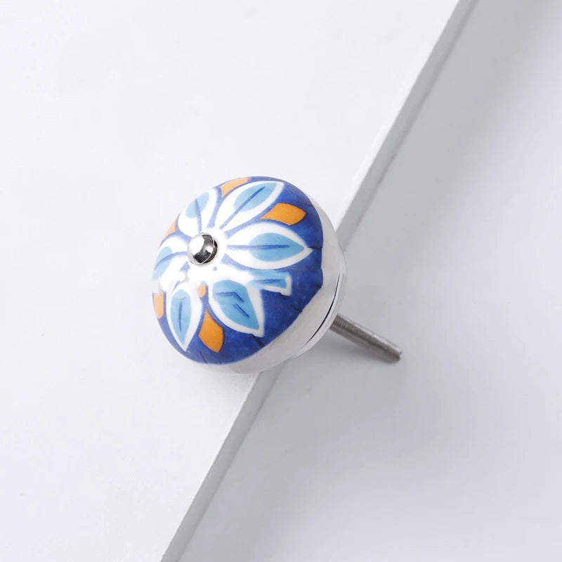 1PCS Multicolor Ceramic Knobs For Cupboard Cabinet Dresser And Furniture Antique Floral Drawer Handle Pull Door Knob Qme A12
