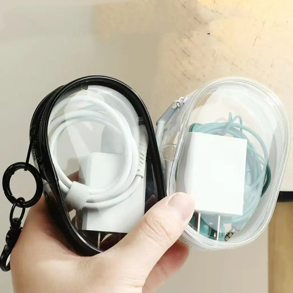 Versatile Clear Cord Storage Bag Compact Travel Electronics Organizer Qme