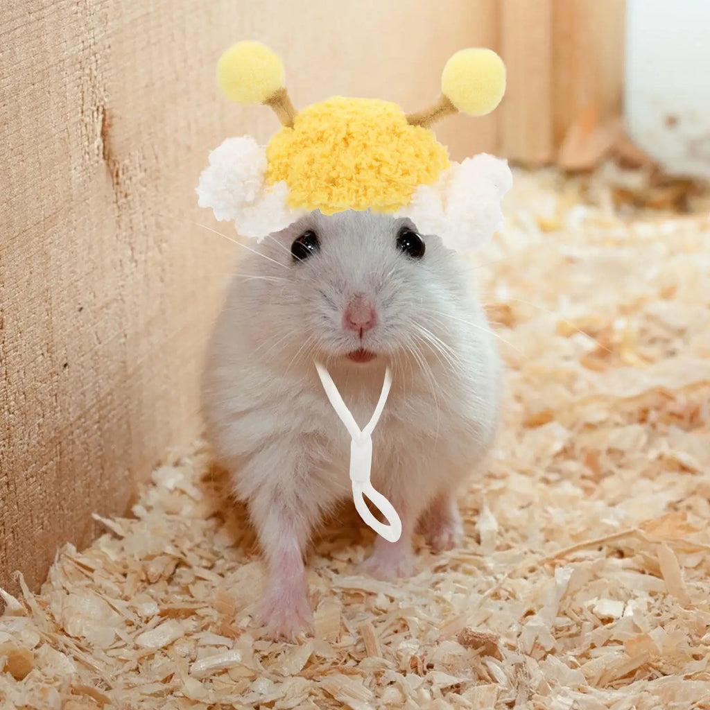 Festive Pet Hat for Hamster Parrot Rabbit Tiny Animals New Year Celebration Handmade Knit Headwear Adorable Photo Qme