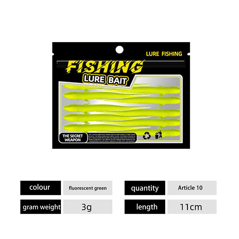 Bionic Small Fish Silicone Soft Fishing Lure Artificial Loach Bait Qme Fluorescence green