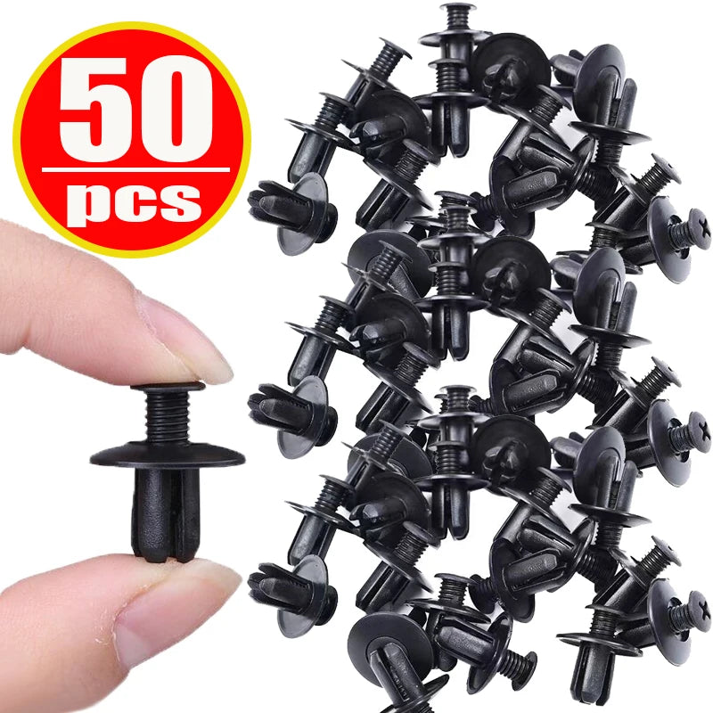 8mm Hole Door Rivet Plastic Clip 100/50/5pcs Fasteners Black Cars Lined Cover Barbs Rivet Auto Fasteners Retainer Push Pin Clips Qme 50Pcs