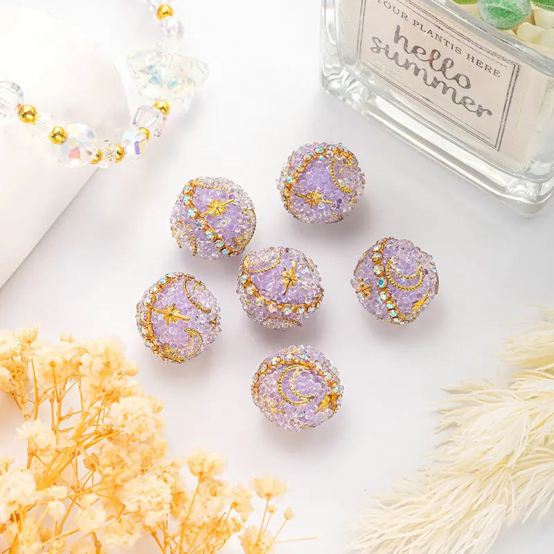 1PCS 16mm Rhinestone Ball Beads Moon Star Flower Loose Spacer Beads for Jewelry Making DIY Craft Supplies Christmas Decoration Qme 2