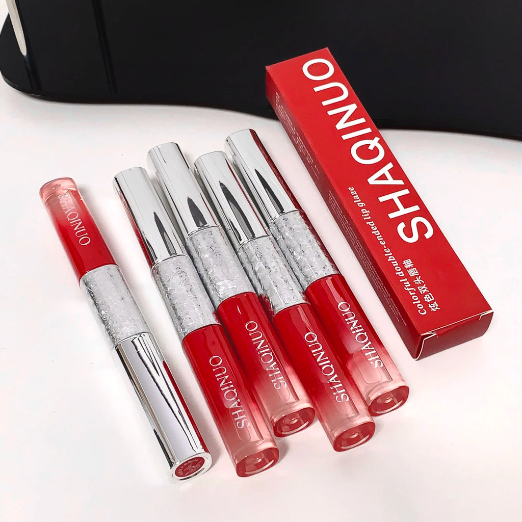 SHAQINUO Colorful Double-head Lip Glaze Mud Two-in-one Matte Mirror Qme